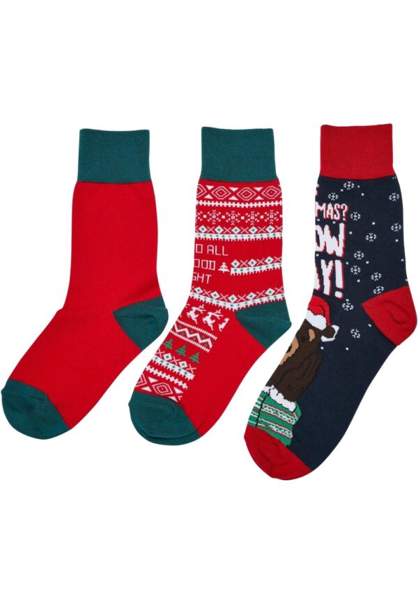 URBAN CLASSICS Basicsocken "Urban Classics Unisex Christmas Bear Socks Kids 3-Pack"